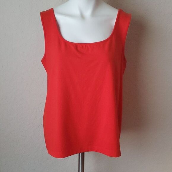 Chico's Tops - VTG Chico's Design Sleeveless Top Size 2 (L) Orange Rayon Spandex Stretch Tank